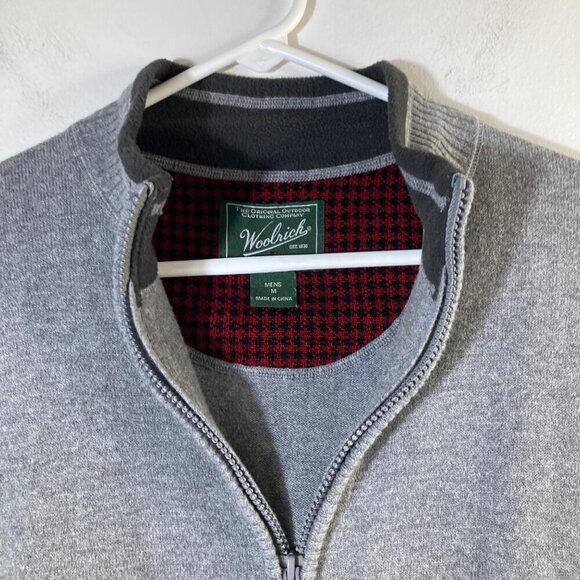 Mens Woolrich 1/4 Zip Wool Blend Sweater Gray M Cotton‎ Nylon Wool - Picture 3 of 7